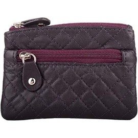 Woments Soft Leather Quilted Detail Money/Coin Purse/Holder - Purple