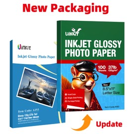 Uinkit 37lb Thin Flyer Paper Glossy 8.5x11 Inkjet 100 Sheets Single Side DIY Chip Bag 135gsm Printer Picture for Inkjet Printer with Dye Ink Letter size A4 Brochure (8.5X11X100)
