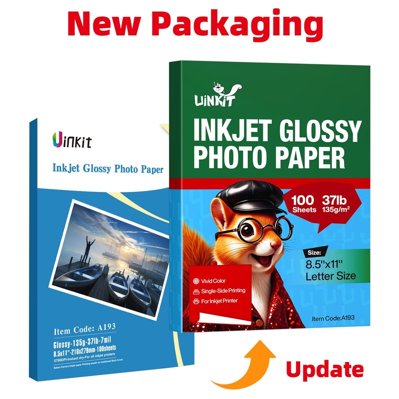 Uinkit 37lb Thin Flyer Paper Glossy 8.5x11 Inkjet 100 Sheets