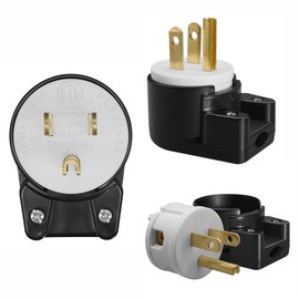 JORINDO 3 Pack Right Angle Nema 5-15P 15A 125V AC Plug,90 Degree USA Canada Male Plug,12 Direction Male US 3Pole AC Connector.