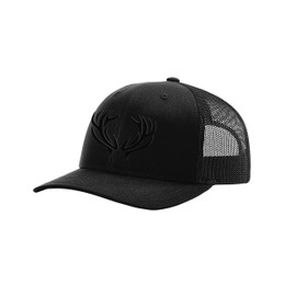 Heritage Pride Men's 3D Embroidered Deer Antlers Mesh Back Trucker Hat, Black/Black