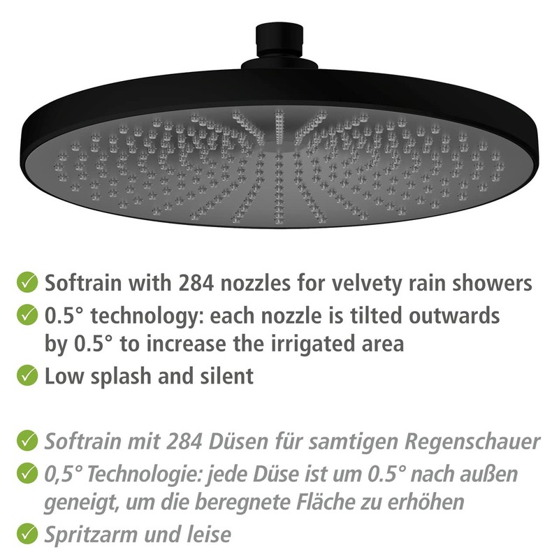 WENKO Regenduschkopf Ultimate Shower Schwarz/Grau