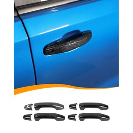 Hoolcar Carbon Fiber Exterior Door Handle Covers Trim Overlay Compatible with 2019-2024 Chevy Silverado GMC Sierra/Colorado GMC Canyon 2023-2025 Door Handle Protector Shell (Without Smartkey Hole)