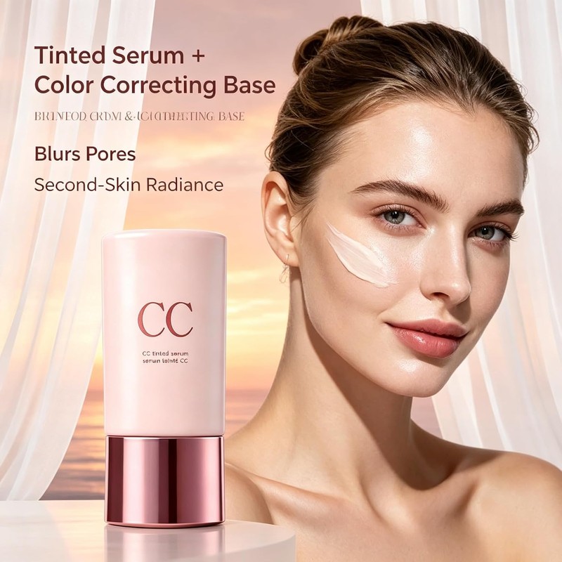 Color Correcting Tinted CC Serum,Lightweight Buildable Coverage (2pcs)