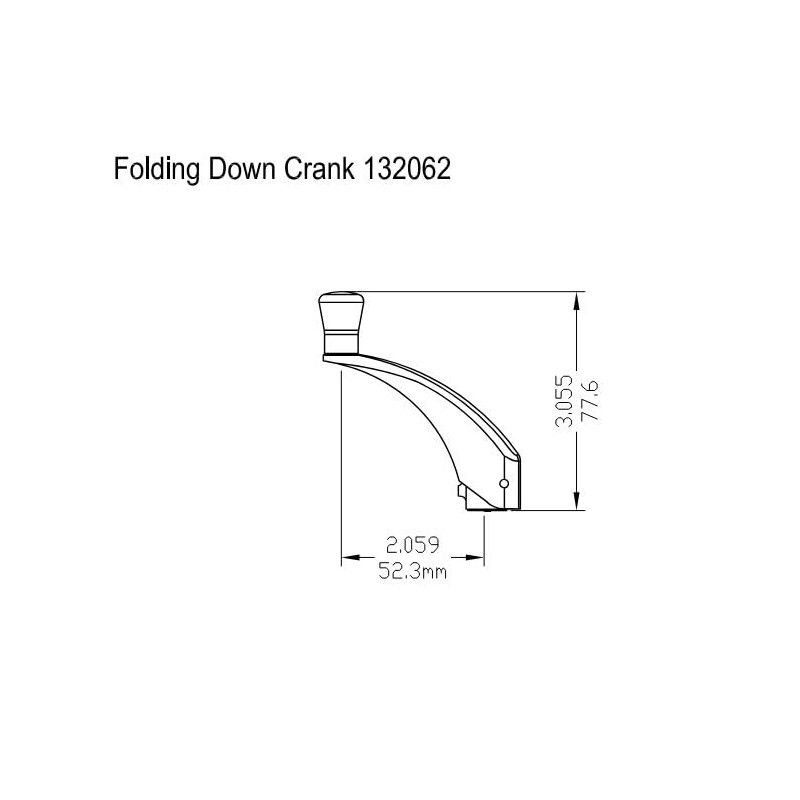 ACME Window Hardware folding down crank handle, replacement for window