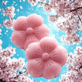 Sakura-Shaped Scented Botanical Bath Soap Duo (2x45g),Cherry Blossom Design,Silky Essential Oil Clean Toning Soap with Camellia Oil,Ultra-Moisturizing for Skin & Gifting