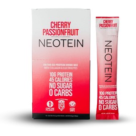 Electrolyte Powder Packets with 10g Protein & Collagen | Hydration Packets - Zero Sugar, NO Fillers, NO Carbs | Cherry Passionfruit | 45 Calories | Keto & Paleo | Pack of 15