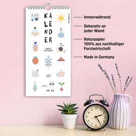 Birthday Calendar, Perpetual Year-Independent Calendar for Birthday, Appointments, Event. Perpetual Calendar for Women, Girls, Children, Flatshare, Office and Family. Sweet and Happy