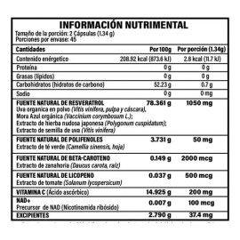 Resveratrol Gold Nad Suplemento Antioxidante Transresveratrol Complejo Antioxidantes Polifenoles Betacaroteno Licopeno Vitamina 100 Vegano Purely