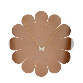 Inateannal Crystal Butterfly Choker Necklace Rhinestone Butterfly Pendant Necklace Gold CZ Butterfly Chain Necklace Minimalist Butterfly Necklace Jewellery for Women and Girls, Zinc, No Gemstone