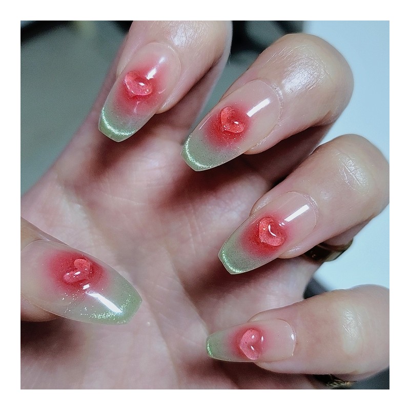 Watermelon Bar [Handmade Nail Tip] - Almond / 수박바 [수제네일팁]