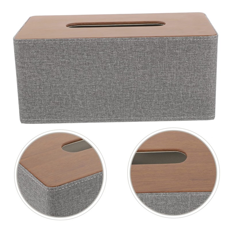 Ipetboom Rectangular Tissue Box Cover with PU Leather and Lint