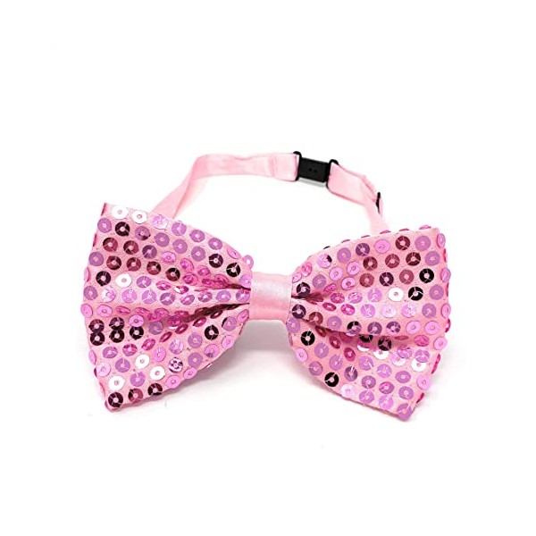 Cadoline Pink Mens Sequin Polyester Fancy Dress Bow Tie 17