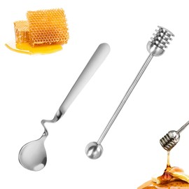 2 pieces honey spoon, stainless steel, jam spoon, honey spoon, hanging jam spoon, honey dispenser, honey spoon, spoon stirrer, honey spoon, handle stick, mixing spoon for jam, honey, yogurt, syrup