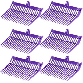 Lasnten 6 Pcs Manure Fork Head Bulk 18 Tines Pitch Fork Replacement Head with Screws and Nuts Durable Stable ABS Plastic Fork Replacement Head Pitchfork for Horse Stall Picking up Manure (Purple)