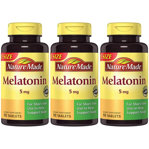 Nature Made Maximum Strength Melatonin 5 mg, 90 Tablets (3 Bottles)