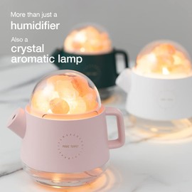 Magic Teapot Humidifier, Crystal Salt Lamp Humidifier, 360ml Portable Mist Humidifier, Desktop Humidifier for Bedroom Car Office Gifts. (white)