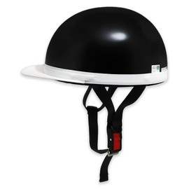 SELENEFF Motorcycle Helmet, Half Helmet, Half Cap, for Bike and Scooter, Unisex, Free Size, with Brim, Lightweight Half Cap (Black)