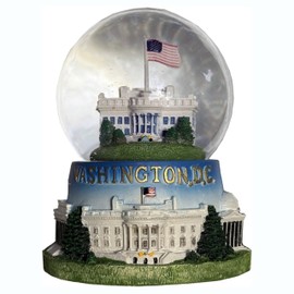 The White House Washington DC Snow Globe – White House, U.S. Capitol, Lincoln & Jefferson Memorials, Washington Monument, Iwo Jima, WWII & Vietnam Memorials – 4.5" Tall – Souvenir & Collectible Gift