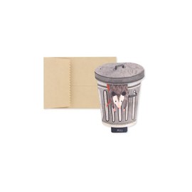 UWP LUXE Pull-Tab Motion Possum in Trash Can Funny Mini Greeting Card- Party, Friendship, Congrats, Funny, Write Your Own Message (Let's Get Trashed)
