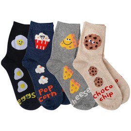 Chamgeco 4 Pairs Novelty Calf Socks for Women & Men, Soft Cotton Crew Socks, Fun Aesthetic Design, Breathable Casual Athletic Socks, Comfortable All-Season Stockings (Color 2)