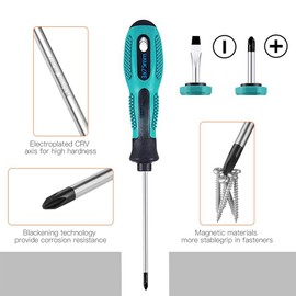 9 PCS Magnetic Screwdriver Set, Screw Driver Non-Slip Home Appliance Repair DIY Tools Professional Improvement Craft Includes 4 Phillips + 5 Flat Head Screwdrivers + Storage Case