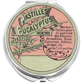 NewCharms Vintage Eucalyptus Menthol Apothecary Compact with Mirrors - Perfect Pocket and Purse Size Folding Mirror for Applying Make Up Anywhere