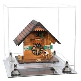 Better Display Cases Acrylic Versatile Display Case Cube with Clear Case, Silver Risers and and Mirror Base 12" x 12" x 12" (V34/A061)