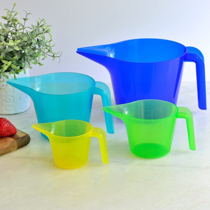 Youngever 4 Pack Plastic Measuring Cups Set, Nesting Mixing Bowls,
