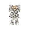 Pearl Bowknot Pre-Tied Brooch Elegant Ribbon Neck Tie Pin for