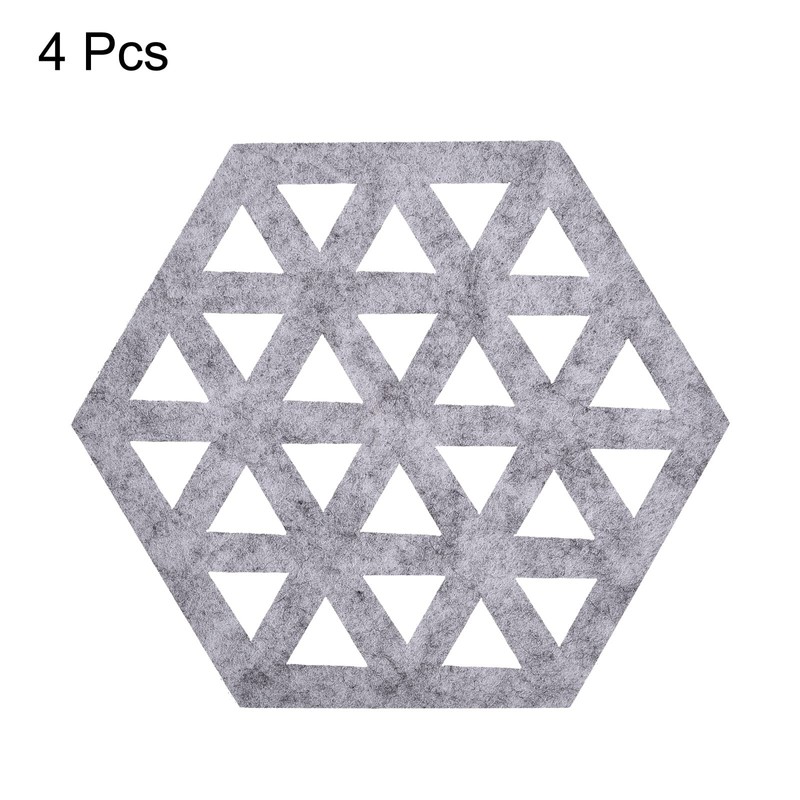 sourcing map Felt Coasters, 4pcs Hexagonal Pad Coaster for Drink