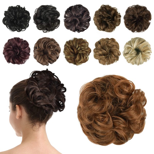 BARSDAR Synthetic Hair Bun Extensions Hairpiece Messy Hair Scrunchies for Women Updo ponytail Extensions - Light Auburn