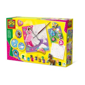 SES Creative 01349 Casting and Painting Princesses on Canvases 3X, Assorted Colours