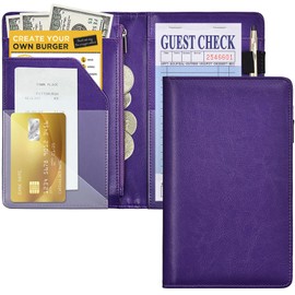 Server Books For Waitress/Waiter Book with Zipper Money Pocket,Cute Waitress Books Organizer Accessories Fit Server Aprons Note Pads (Purple)