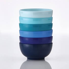 French Bull Melamine Small Bowls for Cereal, Dessert, or Pasta - Colorful Assorted Set of 6-23 ounce - 5.5" Bowls - Shades of Blue
