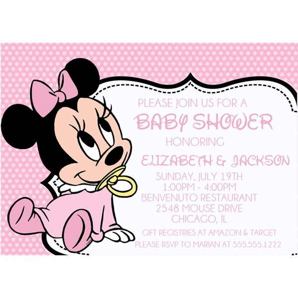 Minnie Mouse Baby Shower Invitations with Envelopes
