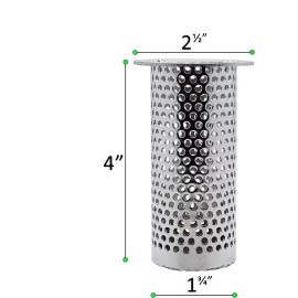 Express-KitchQuip Cylinder Floor Drain Strainer Perforated Stainless Steel 2" Diameter x 4" Tall