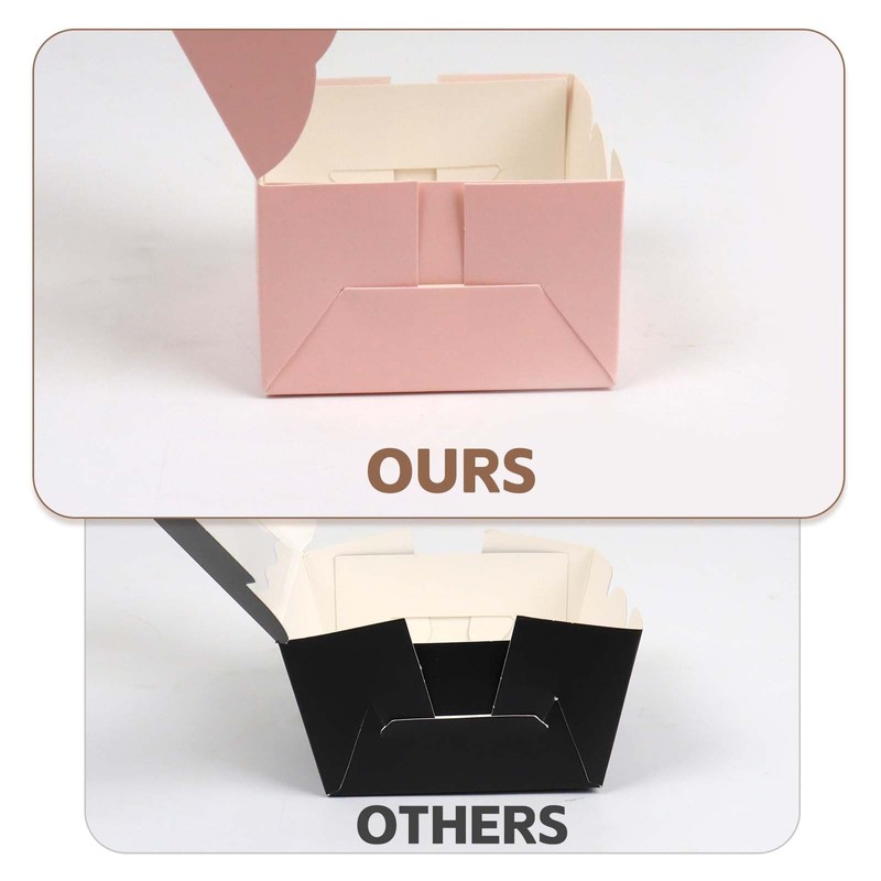 OUGEBOX 50 Pcs 4x4x2.5 Inch Bakery Boxes with Window, Pink