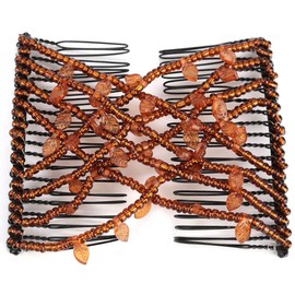 Peine Elástico Doble Clip, Peinetas para el cabello de las mujeres con cuentas, perlas de hojas Clip para el peine mágico para el cabello Doble horquilla Accesorios para el cabello para mujeres(6#)