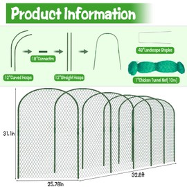 2.1 x 32.8 FT Portable Chicken Tunnel - Outside Chicken Coop Tunnel, Quick Install Yard Coop for Chicken, Ducks, Rabbits & More