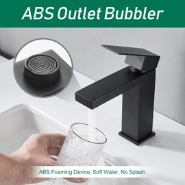 VOTON Bathroom Faucet Matte Black Single Hole Bathroom Sink Faucet, Stainless Steel Vanity Faucet for Bathroom Sink with Deck Plate Water Supply Hoses