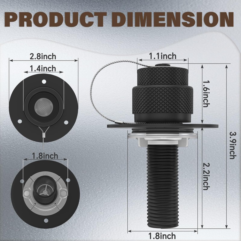 MINGOR-Style RV City Water Inlet with Check Valve Matte Black