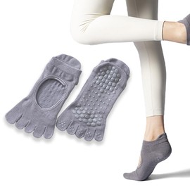 TORIKU Pilates Socks, Yoga Socks, Anti-Slip, Grip Socks, 5 Toes, Cooling Protection, Breathable, Moisture Wicking, Quick Drying, Antibacterial, Odor Resistant, Fade-Resistant, Cotton, Sports, Dance