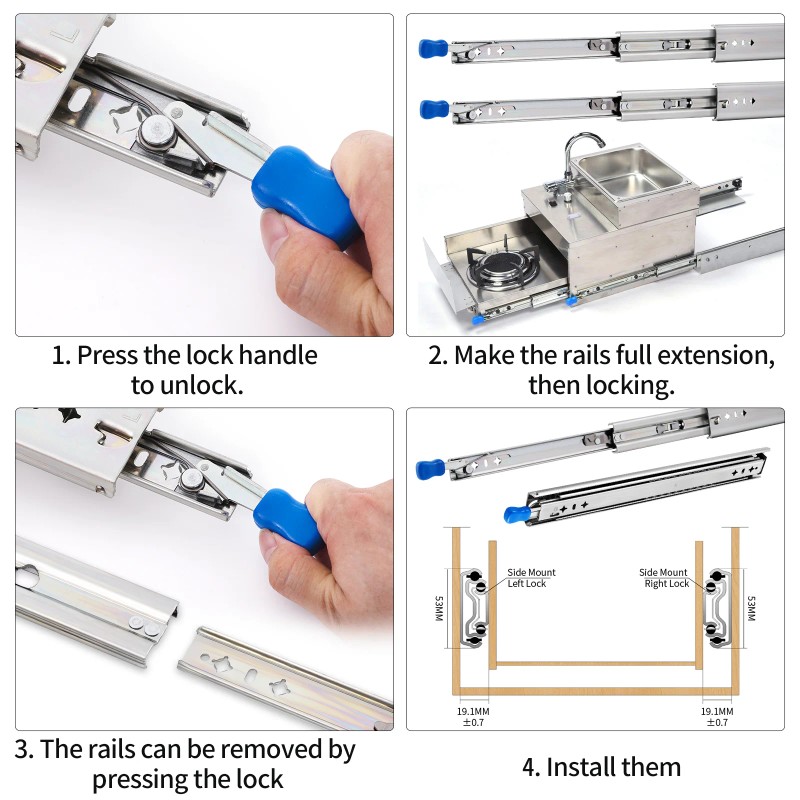 YENUO Heavy Duty Industrial Design Cold Rolled Steel Drawer Slides