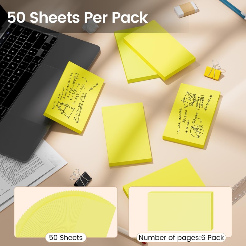 Index Cards 3x5 Inch, 300sheets, Flash Cards, Blank Yellow Note