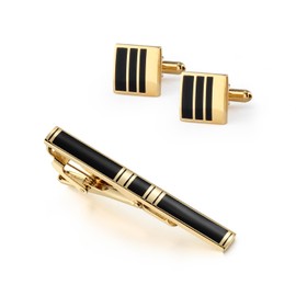 Wynameleri Cufflinks and Tie Clip Set for Men Formal Business Wedding Dress Shirts Necktie Pins Cuff Link Buttons Packed in Box T0402026