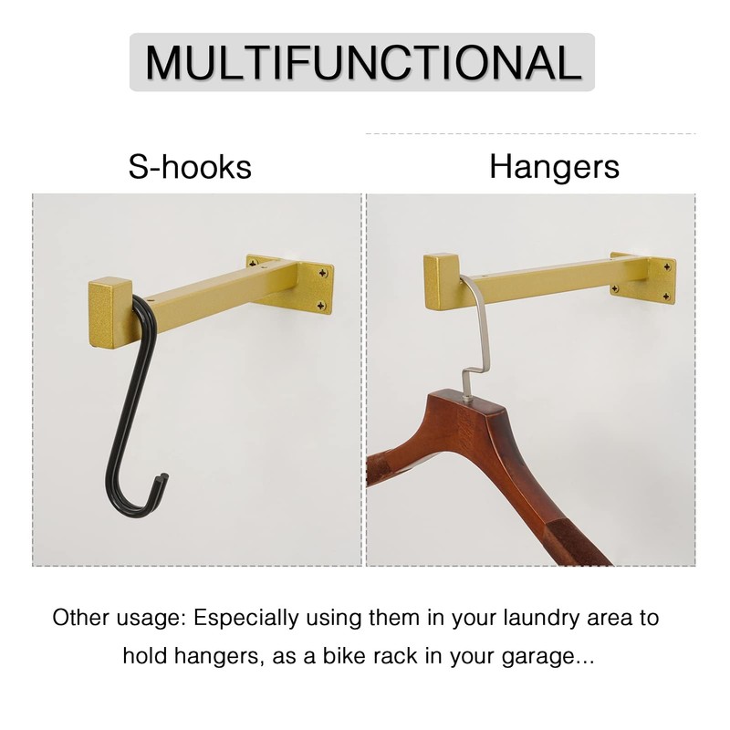OVOV 6 Pack Gold Shelf Brackets 10 Inch Floating Shelf