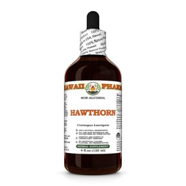 Hawthorn (Crataegus Laevigata) Dry Leaf and Flower Glycerite, Made in Hawaii, Organic Raw Materials, All Natural, Vegan, Lab Tested Alcohol-Free Liquid Extract - 4 fl.oz
