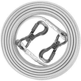 XiaZ 50FT Dog Tie Out Cable, Dog Cables for Outside Heavy Duty 8/10/15/20/30/50FT, Pet Runner Tether Chain Lead Outside for Small Medium Large Dogs Up to 120 LBS
