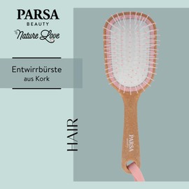 PARSA Beauty Nature Love Cork Hair Brush Small - Sustainable Wet & Dry Brush for Wet and Dry Hair - Hair Brush without Pulling with 70% Cork - Detangling Brush Hair Brushes